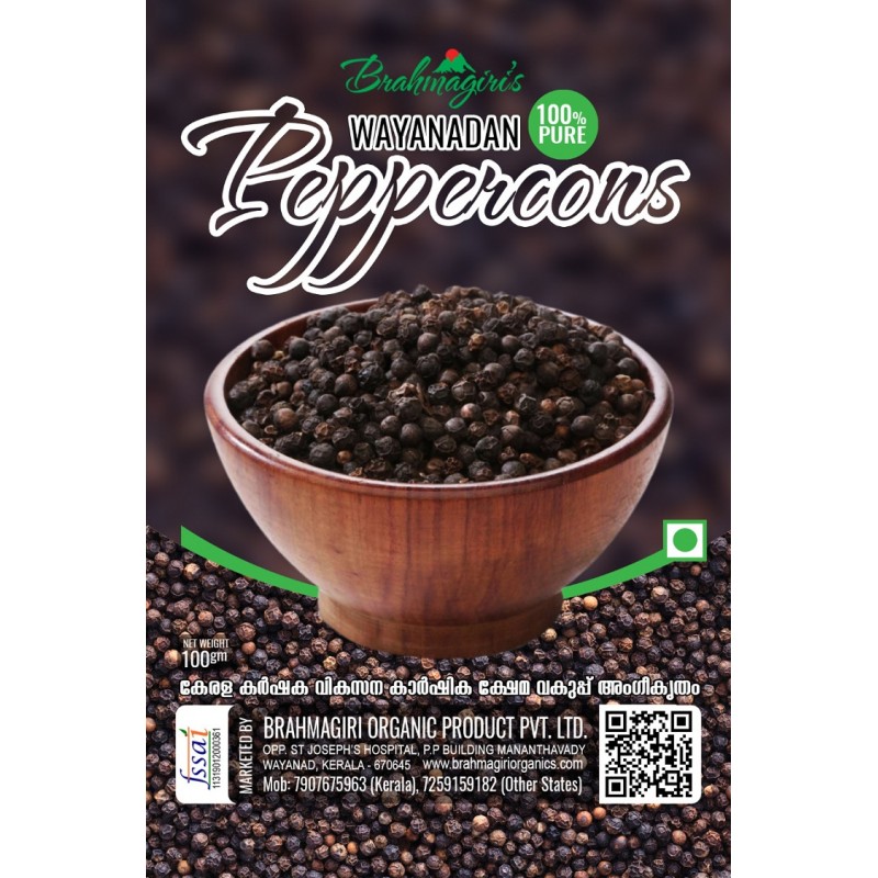 Brahmagiri Organic Product Wayanadan Peppercorns
